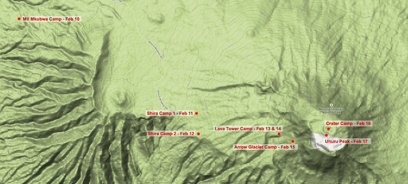 Climb Itinerary Map